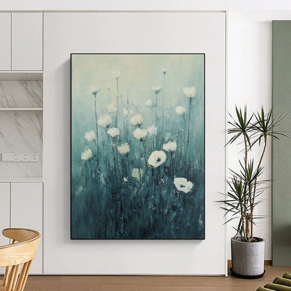 White Flowers in Teal for Serene Bedroom & Spa Lounge STSC1150