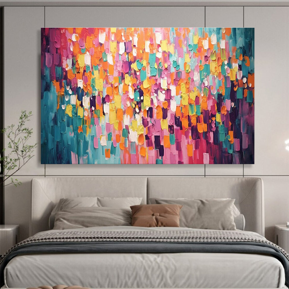 Pink - Orange Color Block Abstract Art for Spa Retreat Relaxation Rooms DLZ3252