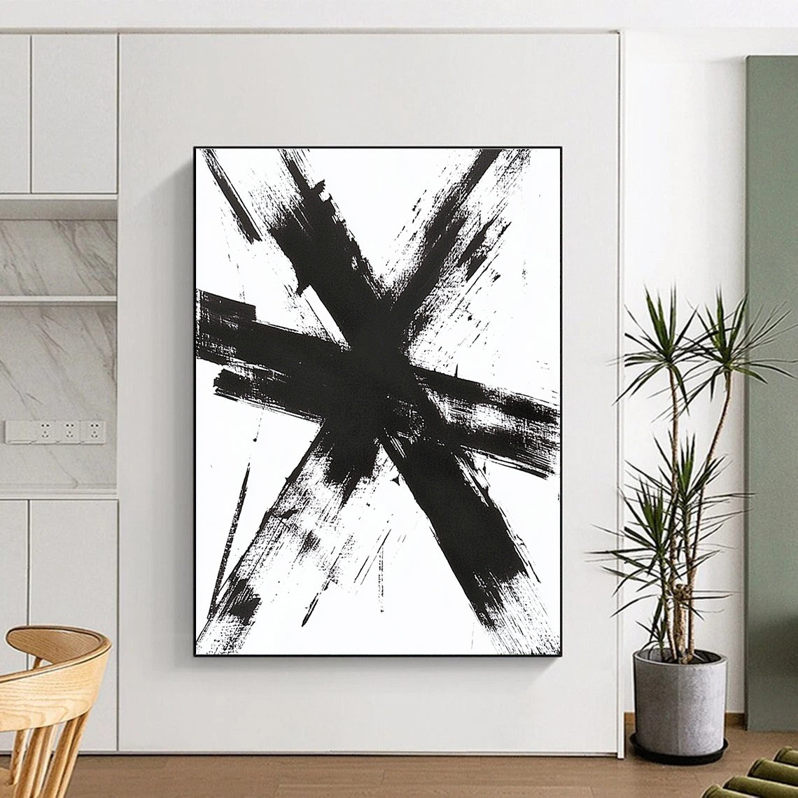 Bold Black Cross Strokes for Industrial - Style Loft & Modern Art Gallery STSC1243