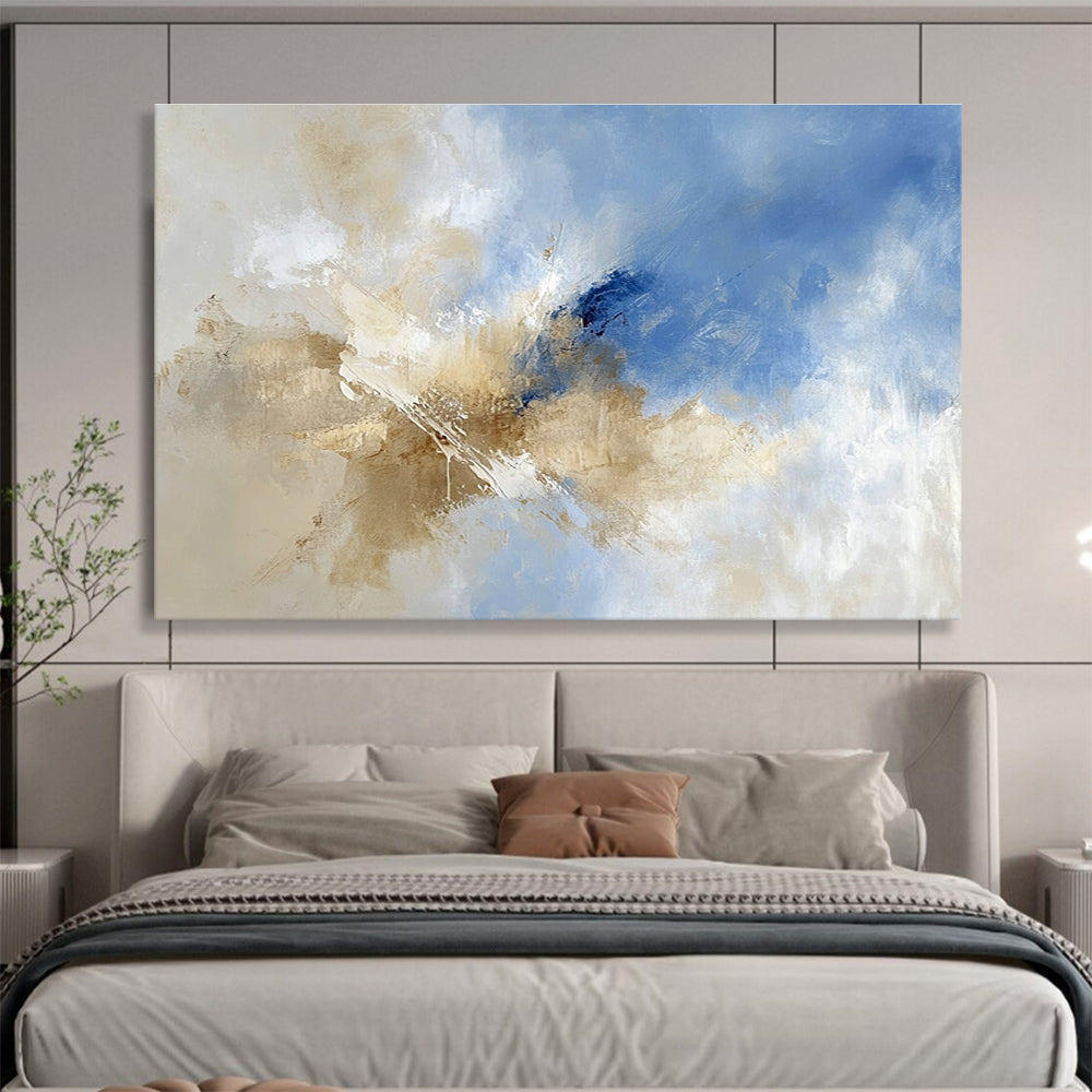 Blue - Beige Abstract Art for Modern Living Room & Luxury Hotel Lounge SC020