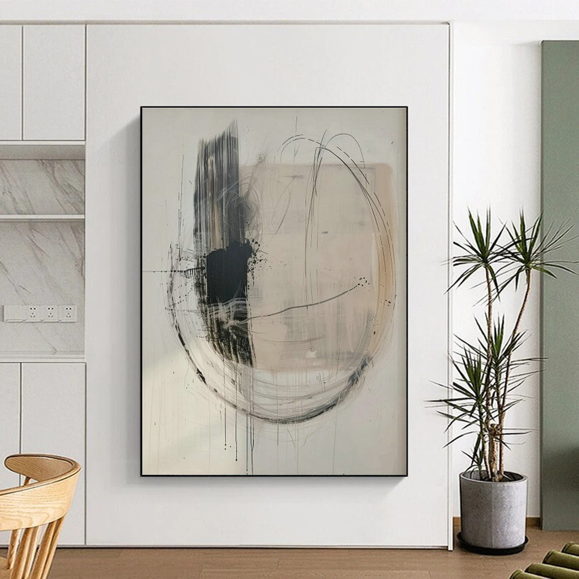 Black - White Line Abstract Art for Living Room & Office DLZ0420