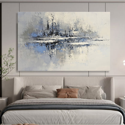 Frosty Landscape Reflection Art for Winter Lodge & Minimalist Ski Resort SC158
