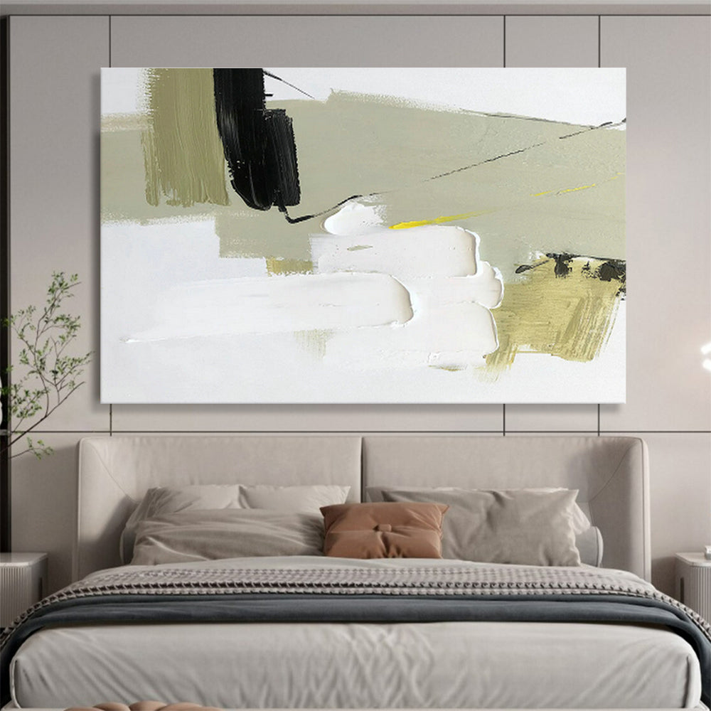Green - Yellow - White - Black Abstract Art for Dining Room Vibrant Gatherings DLZ2698