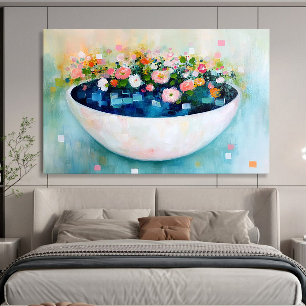 Floral Bowl Abstract Art for Charming Kitchen & Feminine Boutique SC343