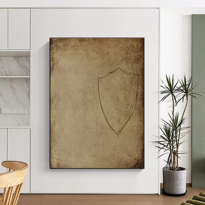 Shield Sketch on Parchment for Medieval - Themed Restaurant & Historical Art Collection STSC987
