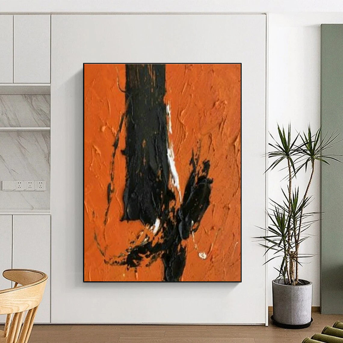 Bold Orange - Black Abstract Art for Industrial Loft & Art - Forward Bar DLZ1445
