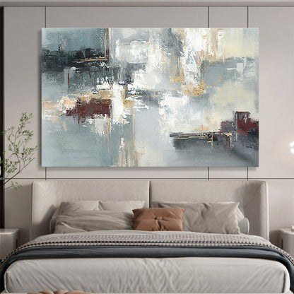 Gold - Grey - Red Abstract Art for Elegant Dining Room DLZ2736