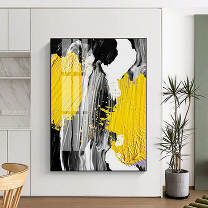 Yellow, Gray, and Gold Abstract Splash Art for Creative Agency & Energetic Retail Space DLZ2226