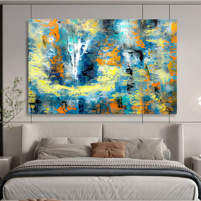 Blue - Yellow Abstract Art for Modern Office Break Room Walls DLZ3308