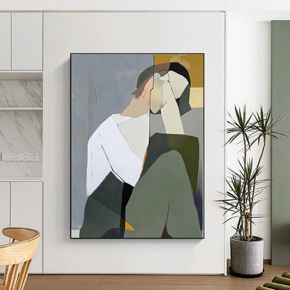 Abstracted Pensive Figure Art for Creative Workplace & Modern Living Room STSC1114