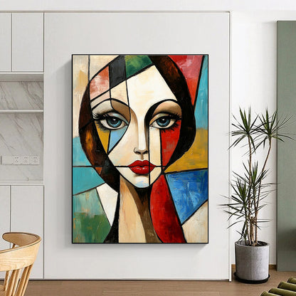 Cubist Portrait Art for Art History Enthusiast’s Office & Modernist Home Library STSC1376