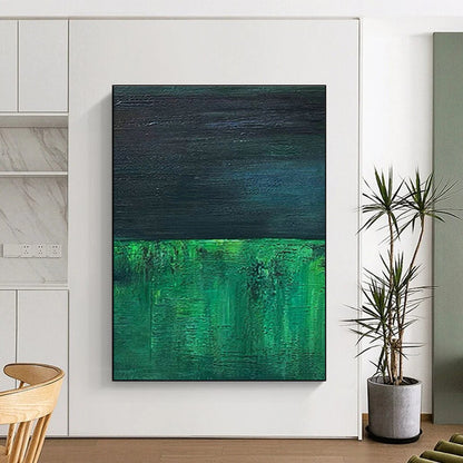 Deep Green and Black Abstract Art for Home Theater & Industrial - Style Loft DLZ1208