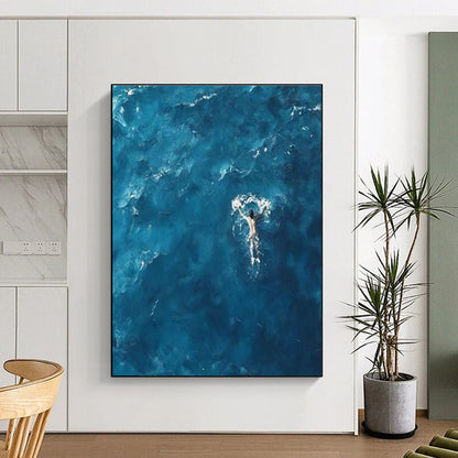 Serene Ocean Swimmer Art for Coastal Home & Meditation Space DLZ1966