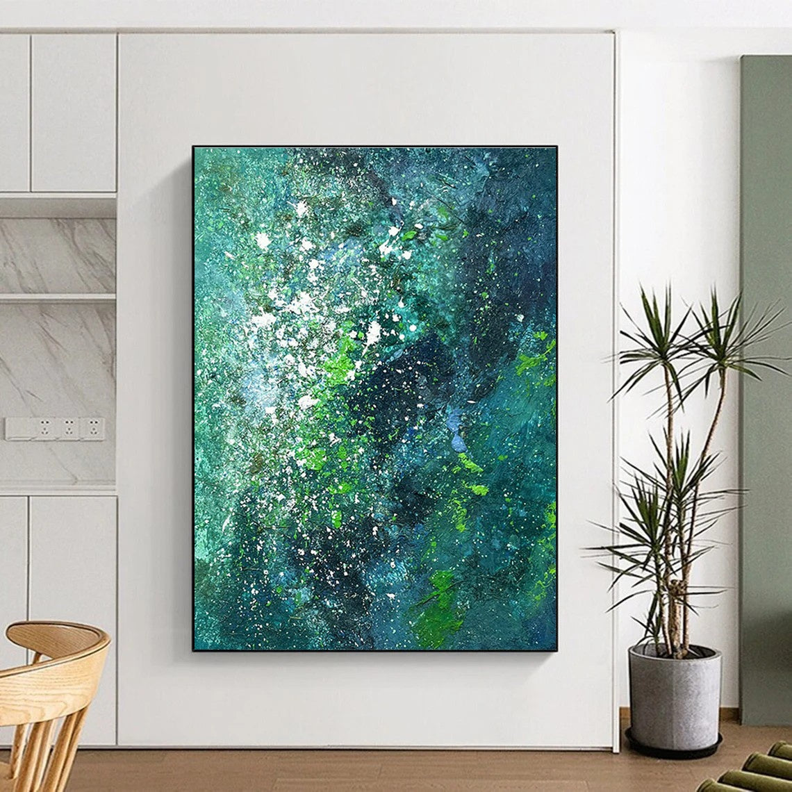 Blue - Green Starry Art for Cosmic - Themed Bar & Nature Lover’s Lounge DLZ1036