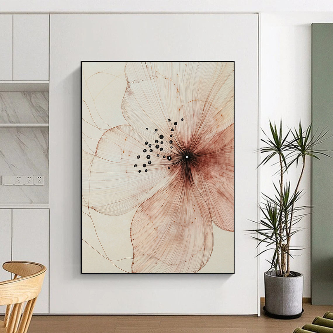 Delicate Flower Drawing for Botanical Illustration Studio & Minimalist Home Bedroom STSC948