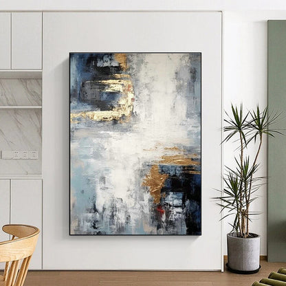 Blue - Gold Abstract Painting for Living Room & Dining Room DLZ0366
