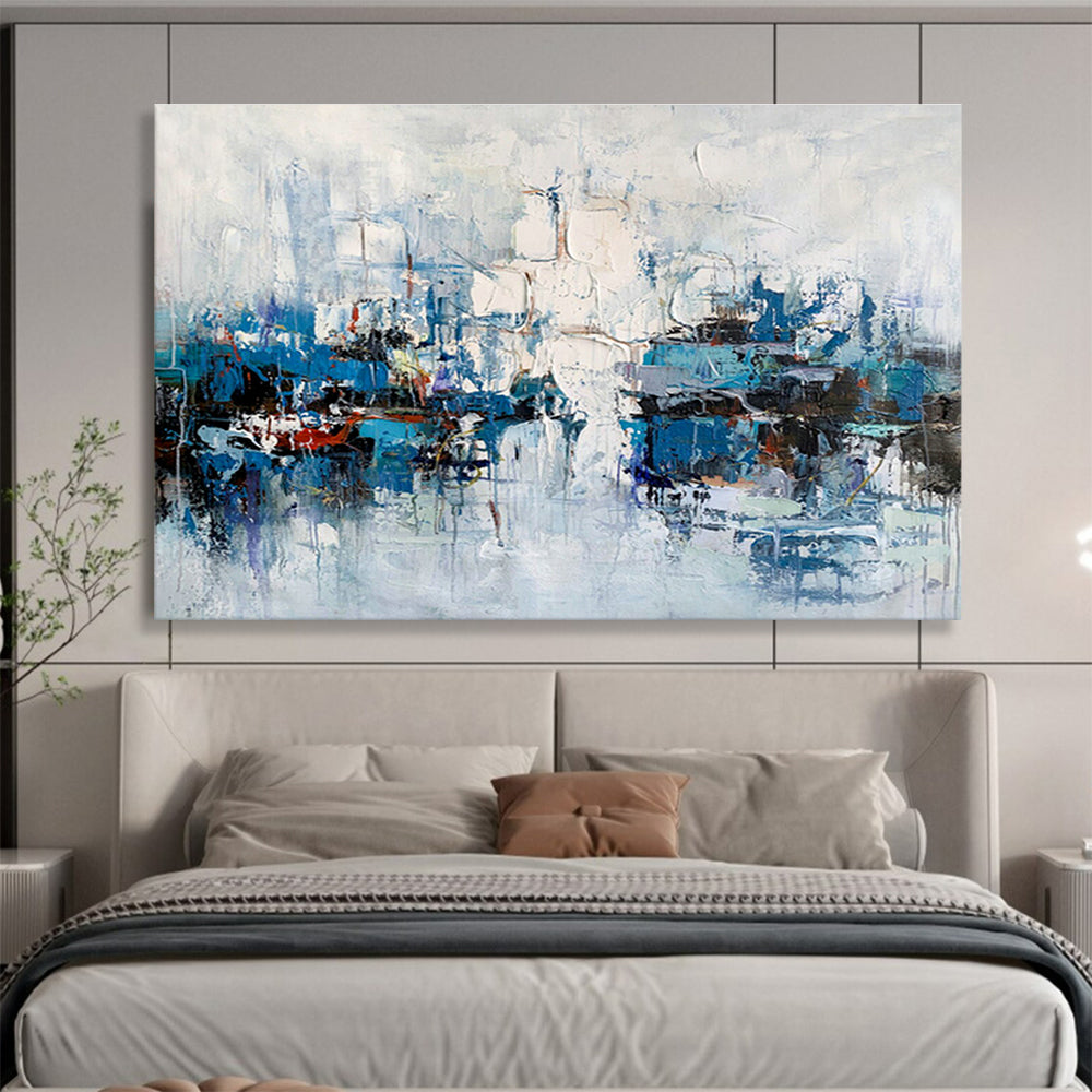 Blue - Toned Harbor Abstract Art for Nautical - Themed Home Offices DLZ2546