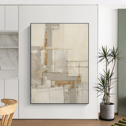 Grey - Gold Geometric Abstract Art for Corporate Lobby & Art Deco - Style Residence DLZ1329