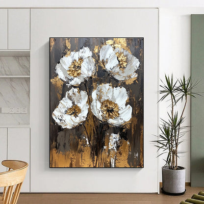 Gold - Accented Flower Abstract for Luxury Bedroom & Upscale Restaurant STSC834