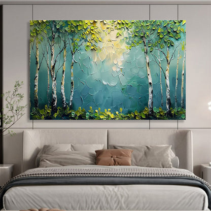 Textured Forest Birch Tree Art for Nature - Loving Home Bedroom Headboards DLZ3212