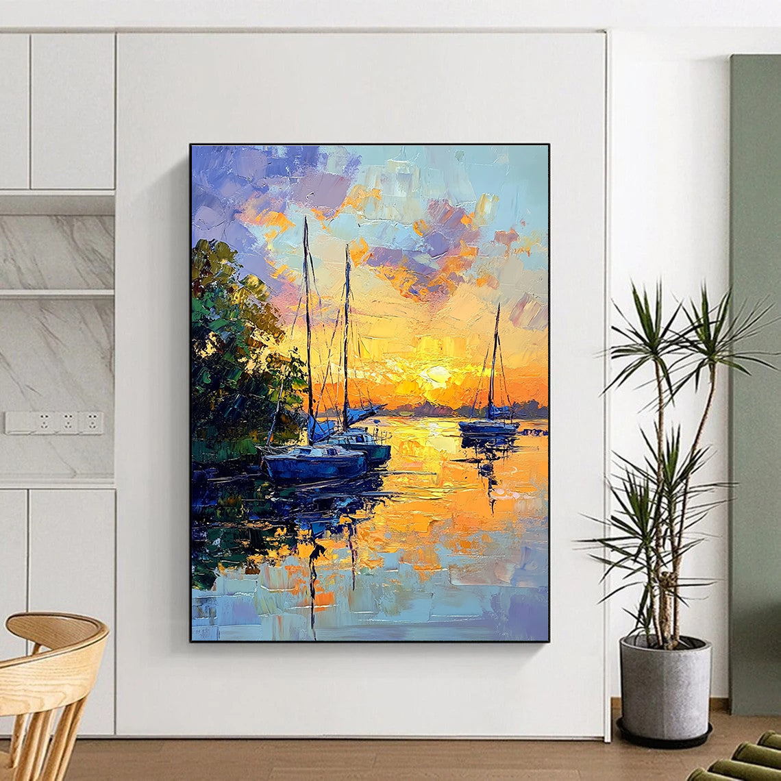 Sunset Sailboats  Art for Yacht Club Lounge & Relaxing Beach House STSC1394