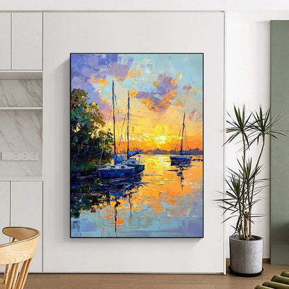 Sunset Sailboats  Art for Yacht Club Lounge & Relaxing Beach House STSC1394
