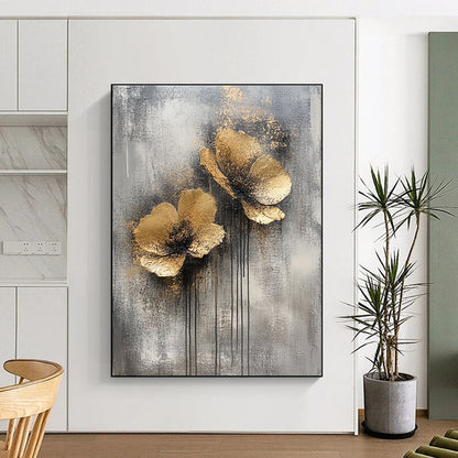 Gold Flower Textured Abstract for Luxury Hotel Suite & Sophisticated Home Dining Room STSC486