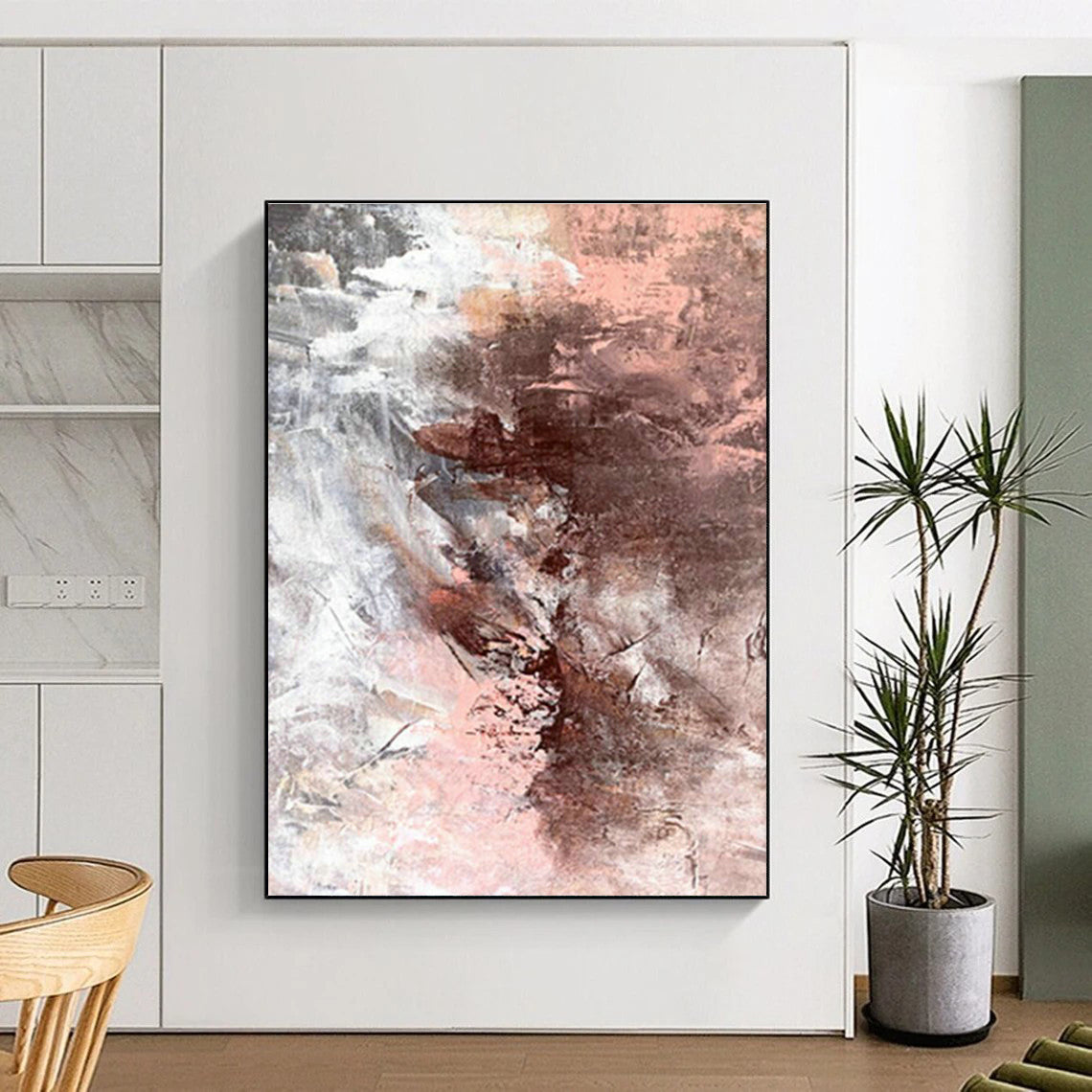 Pink - Brown Abstract Art for Feminine - Themed Fashion Boutique Fitting Rooms DLZ0043