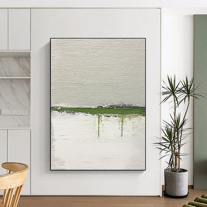 Green Drip on White Art for Minimalist Home & Contemporary Art Space STSC1094