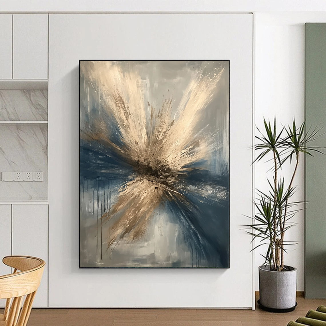 Explosive Blue and Gold Abstract for Luxury Hotel Lobby & Upscale Dining Area STSC644
