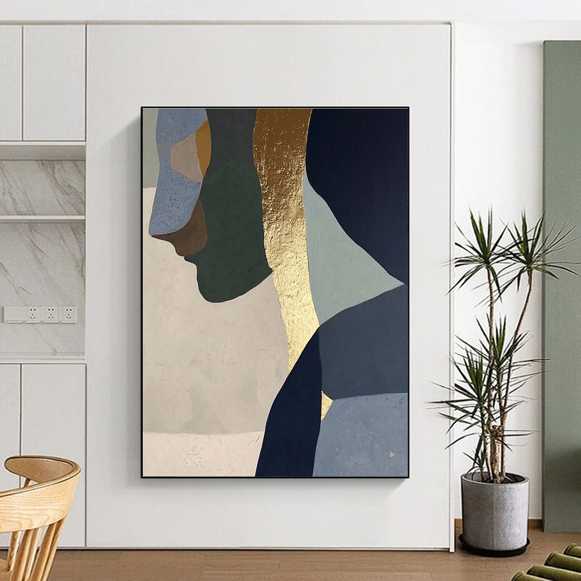 Abstract Geometric Faces with Gold Accent for Modern Home & Art - Centric Salon STSC756