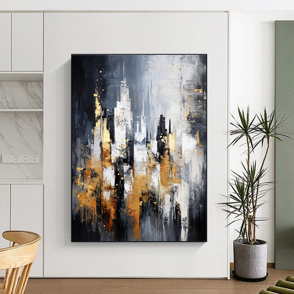 Gray - Gold Cityscape for Luxury Hotel Lobby & Modern Office STSC282