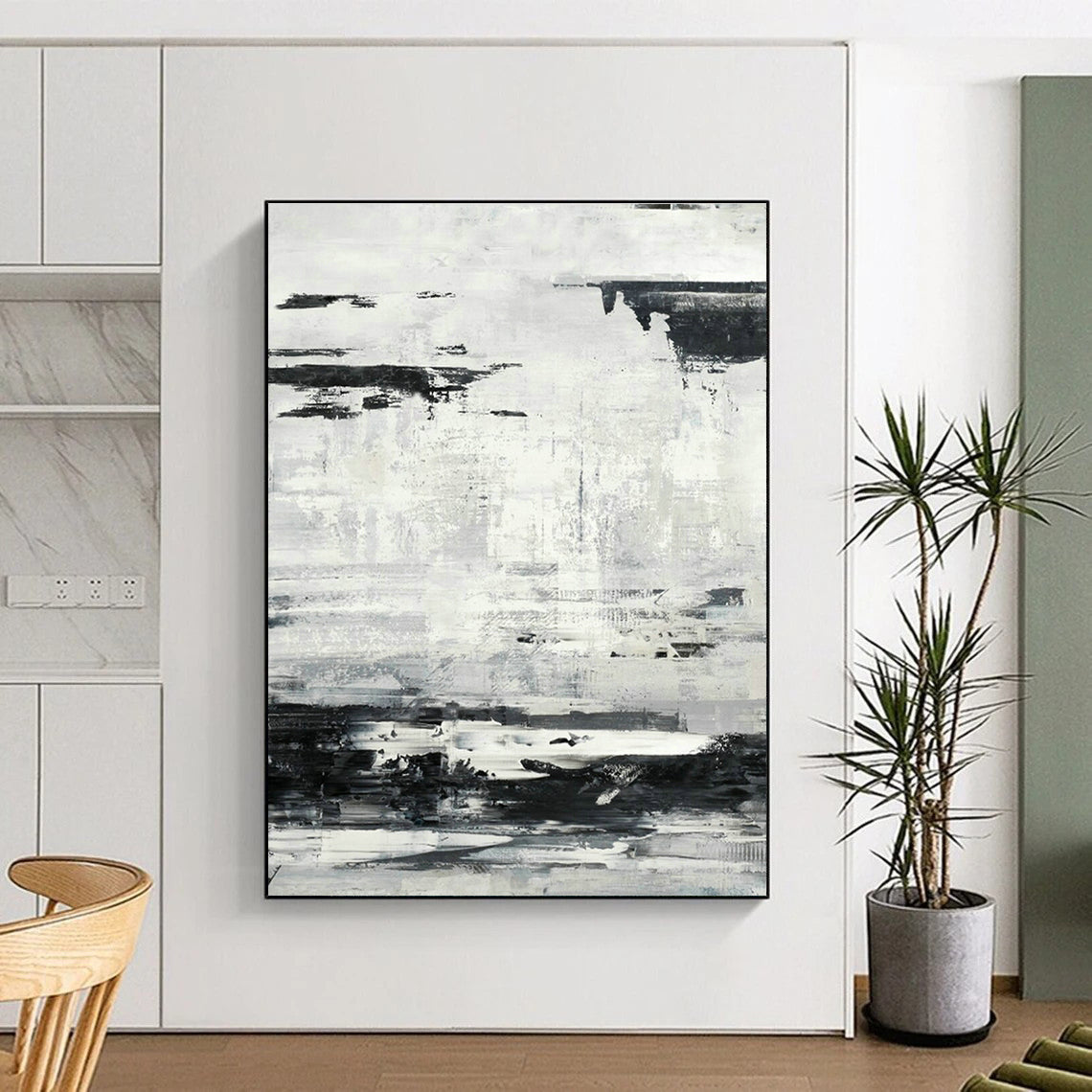 Gray - White Abstract Texture Art for Industrial Office & Art Gallery Corridor DLZ2077