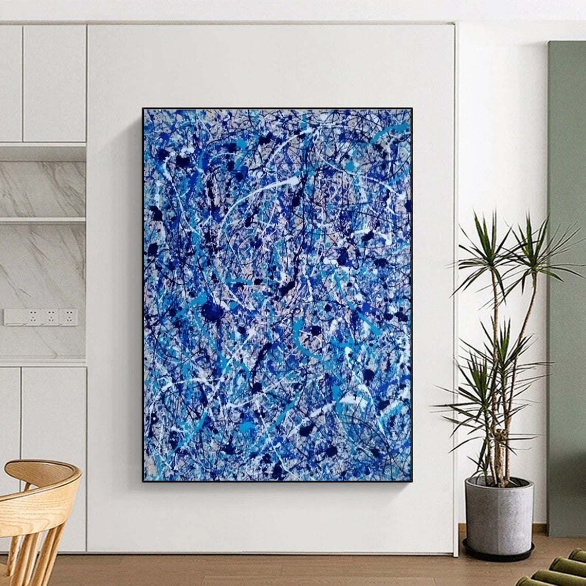 Blue Splash Abstract Art for Modern Office Lobby & Art - Inspired Café DLZ2260