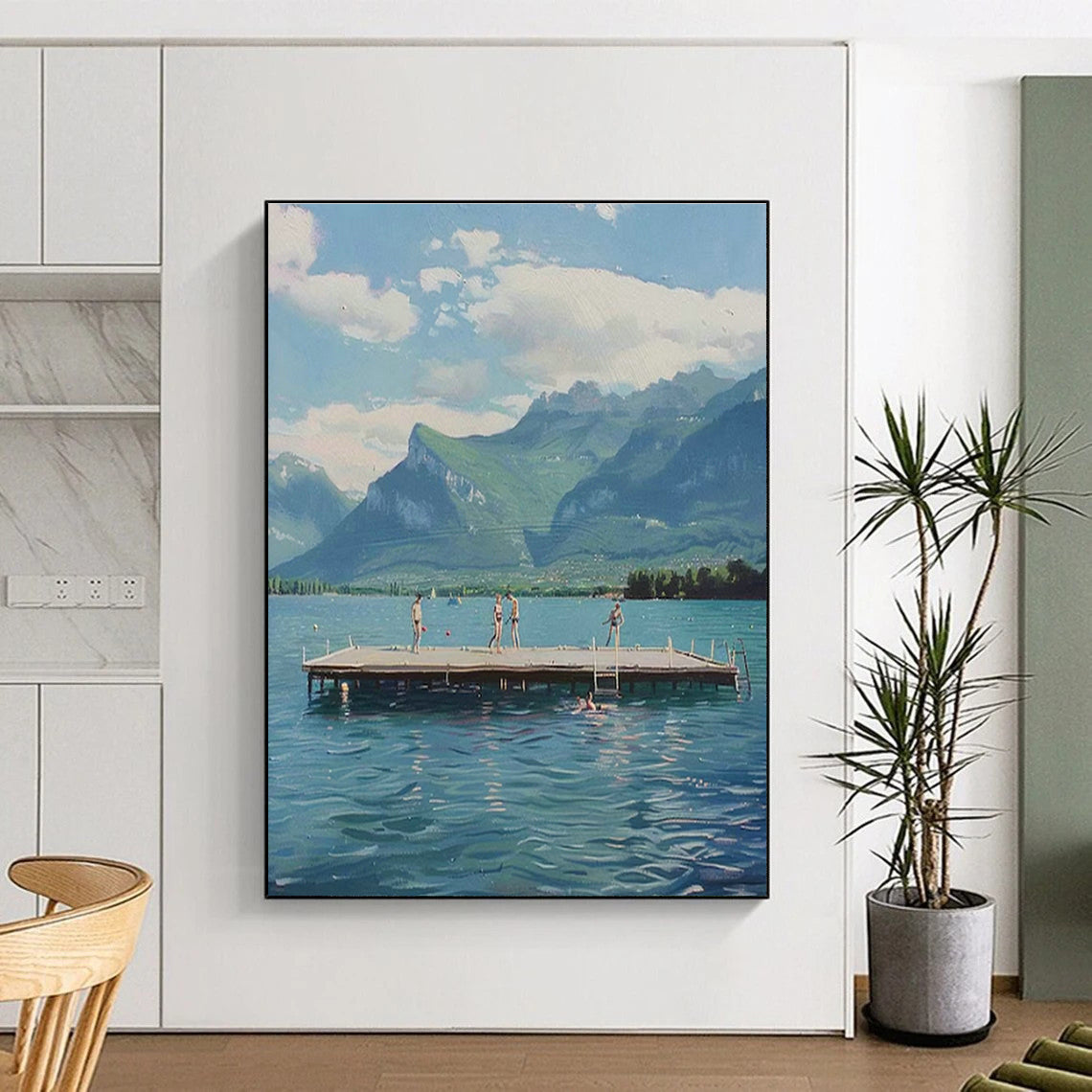 Lakeside Mountain Scene Art for Lakehouse Retreat & Nature - Lover’s Living Room DLZ1462