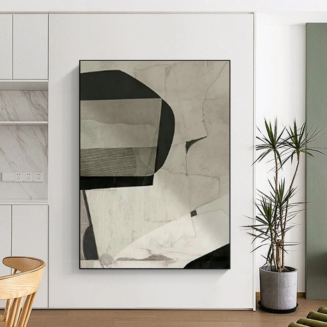 Black - White Geometric Abstract for Modern Art Gallery Corridor & Minimalist Office Lounge DLZ0880
