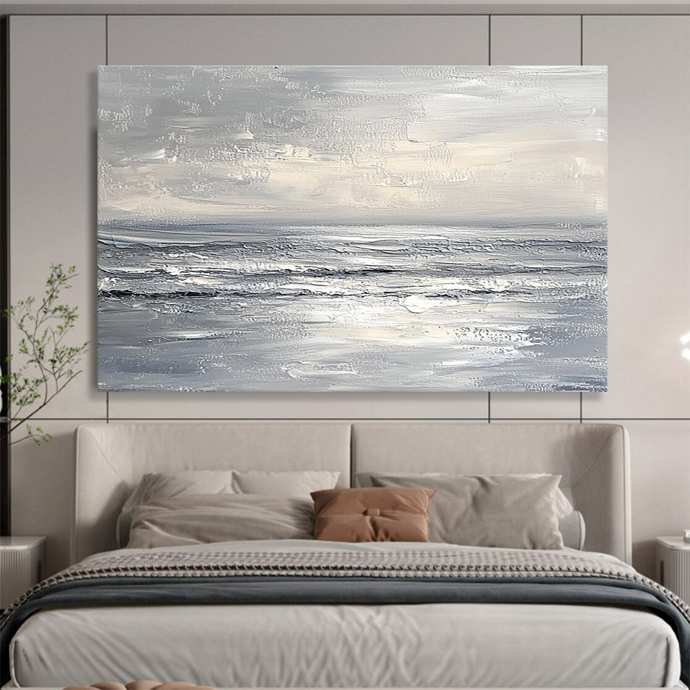 Monochrome Seascape Art for Minimalist Home Office & Serene Meditation Space SC276
