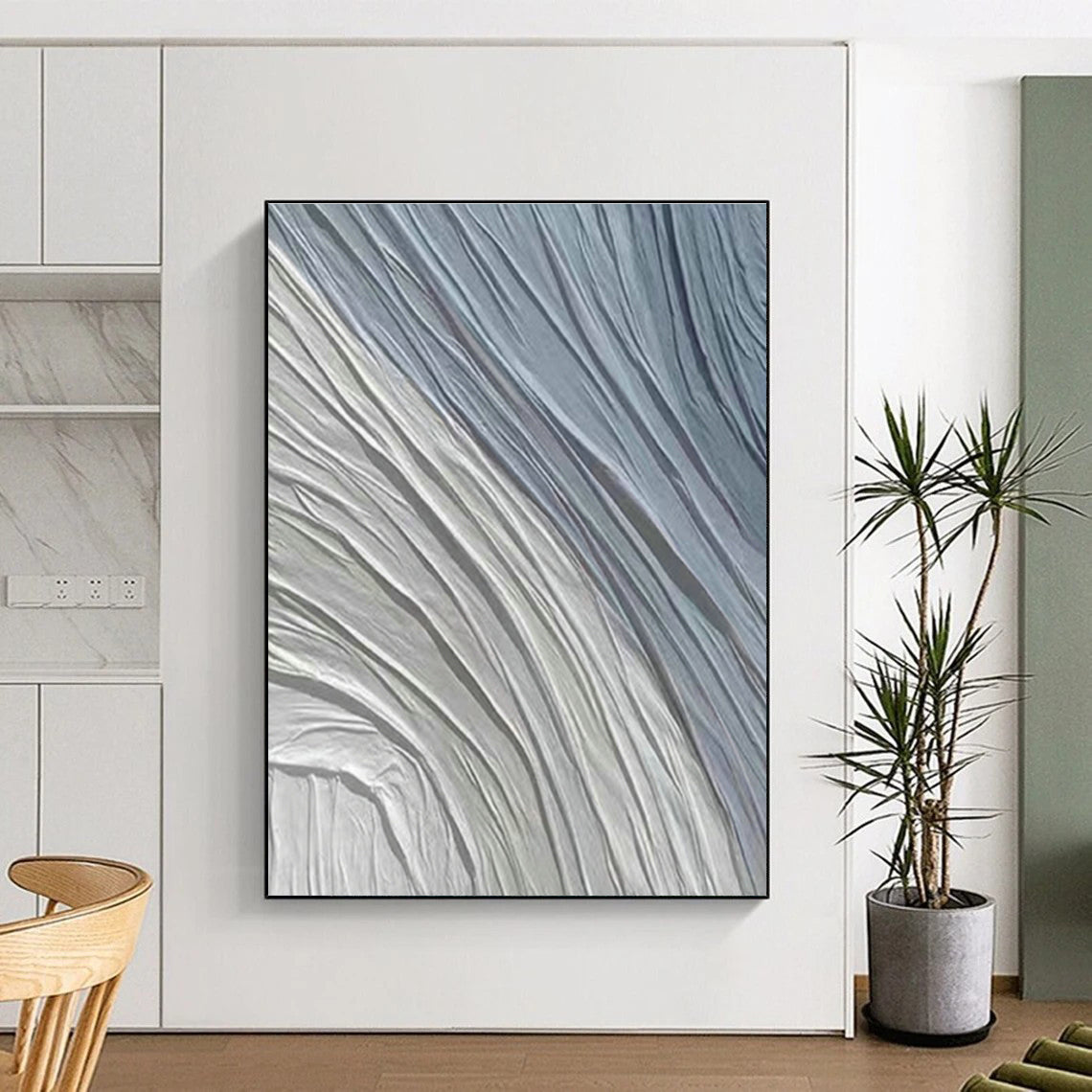 Light Blue Wrinkled Abstract Art for Bedroom & Study DLZ0580