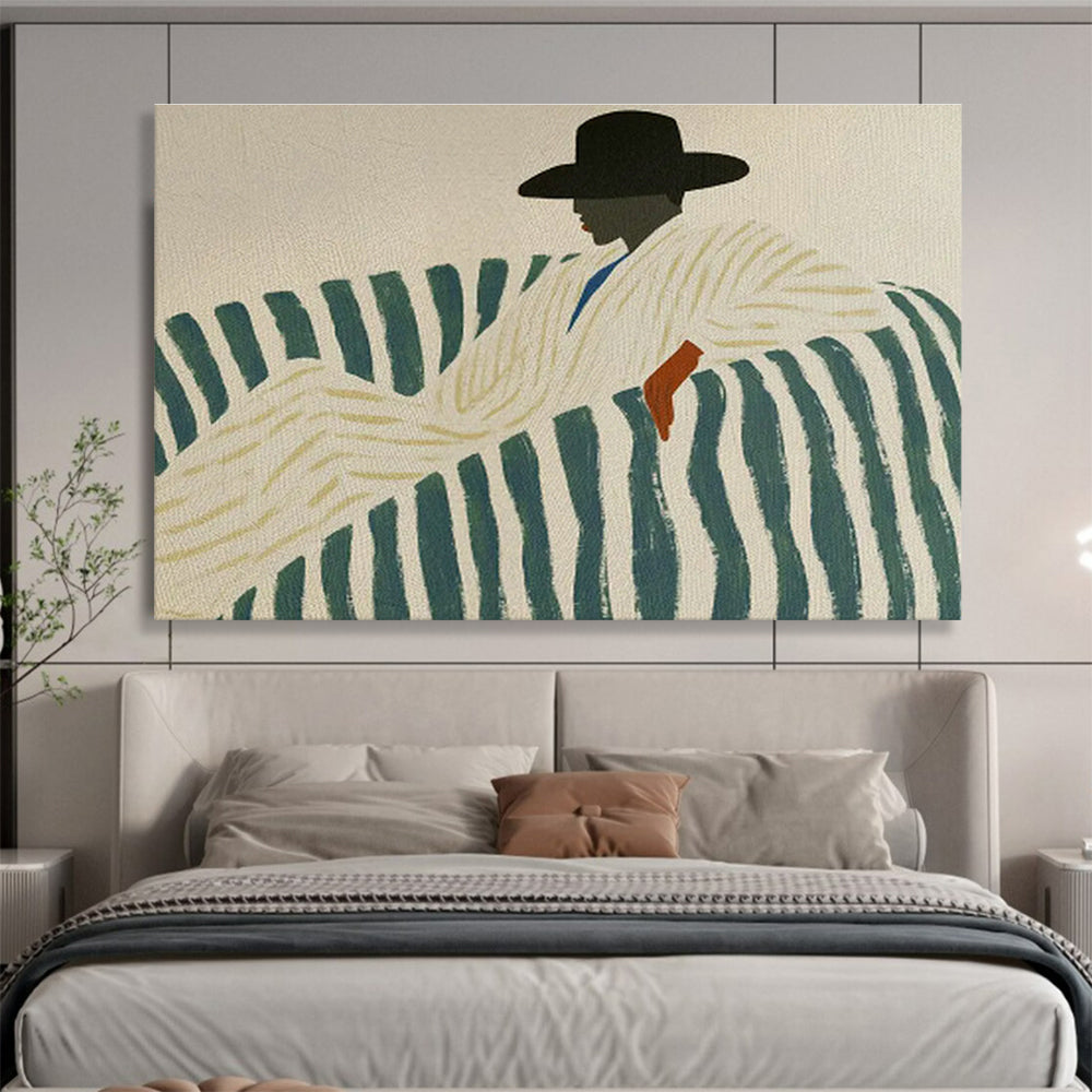 Striped Sofa Figure Art for Mid - Century Modern Living Rooms DLZ2613