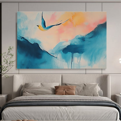 Dreamy Bird & Mountain Art for Bohemian Bedroom & Yoga Studio SC554