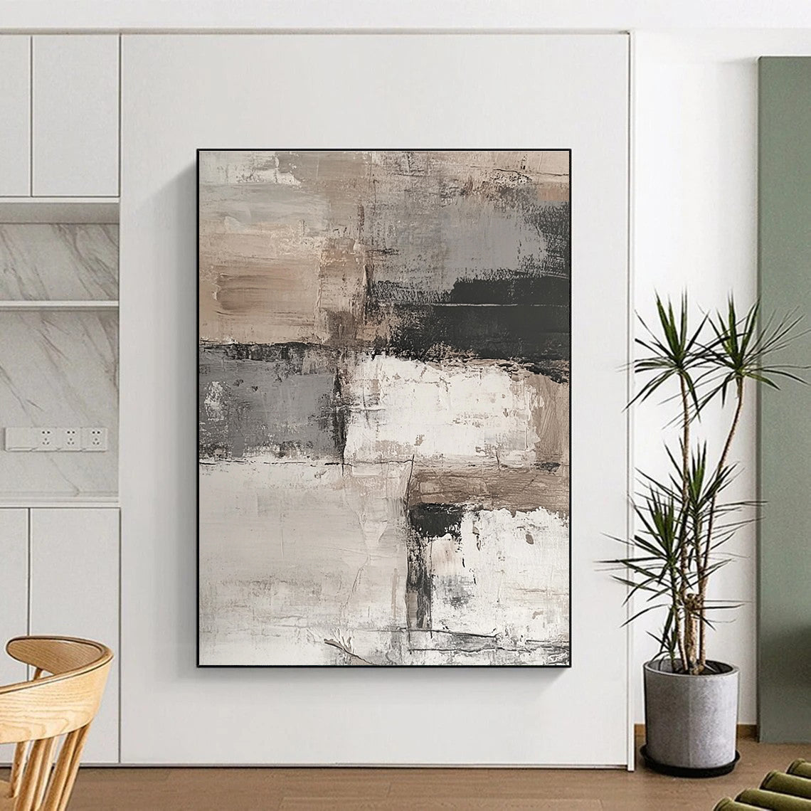Layered Neutral Abstract for Contemporary Living Space & Art - Centric Workplace STSC269