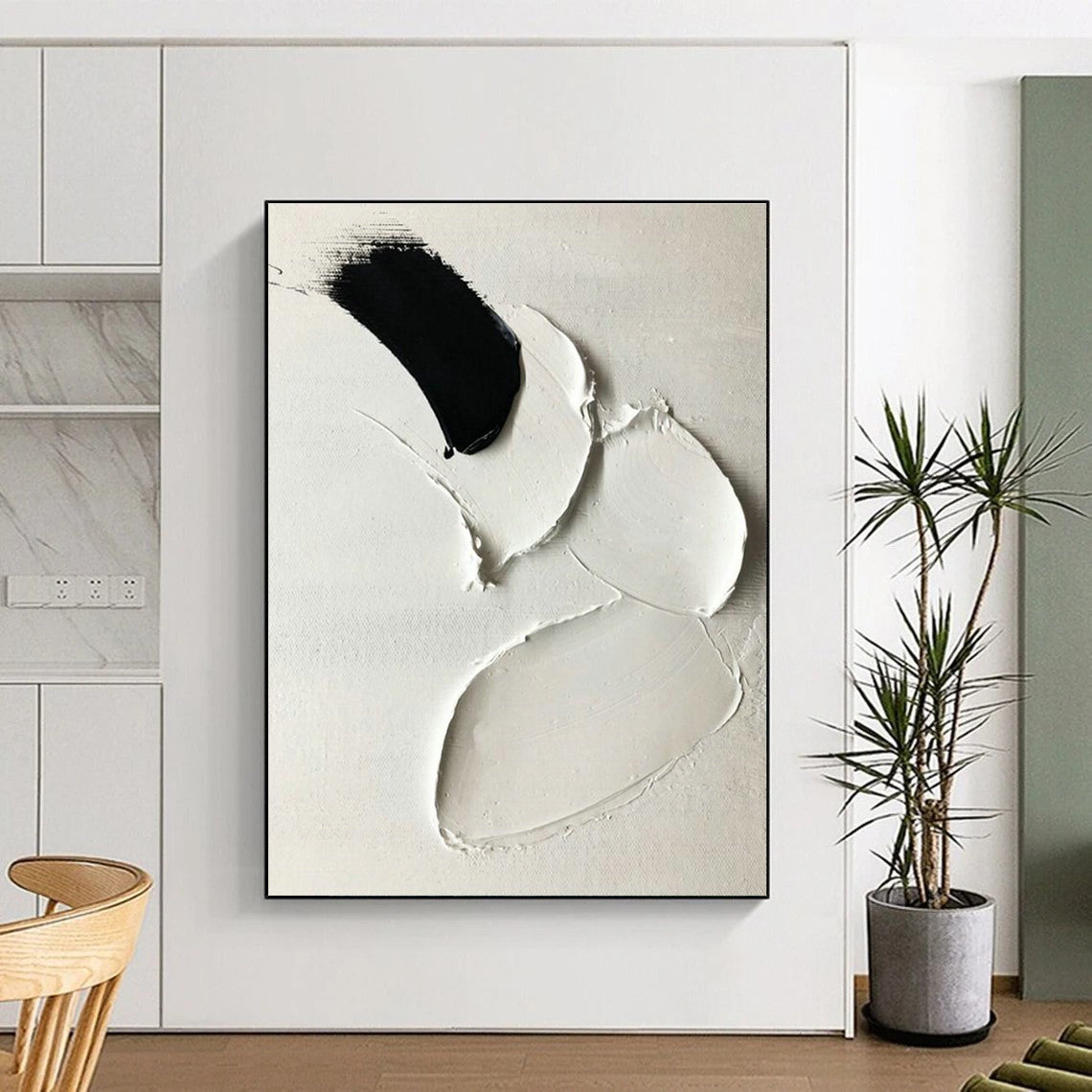 Black - White Textured Art for Monochrome Café & Modern Art Exhibition DLZ2365