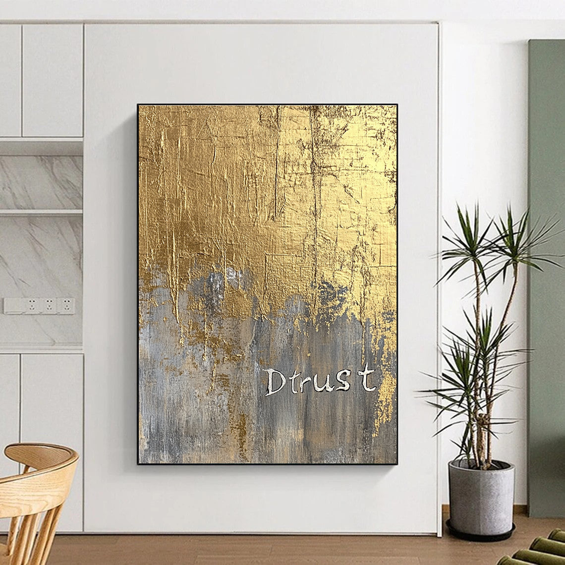 Gold and Gray “Dtrust” for Modern Office Reception & Sophisticated Home Study STSC1003