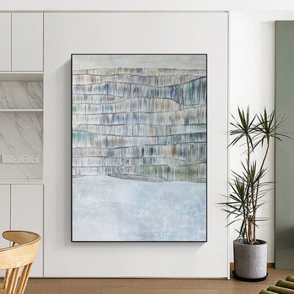 Textured Gray - White Wave Abstract Art for Minimalist Living Room & Art Gallery DLZ1050