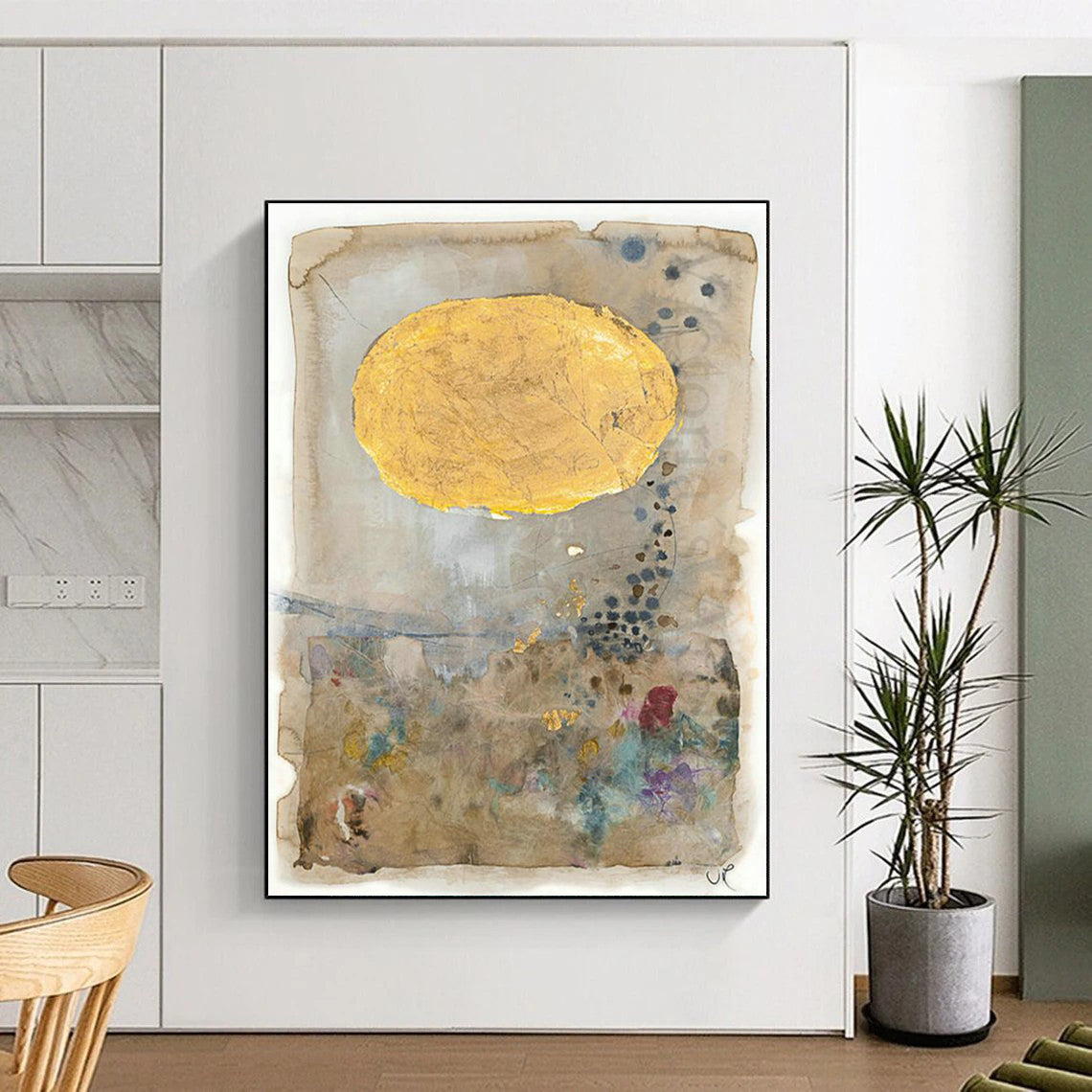 Gold - Brown Abstract Art for Luxury Hotel Spa Waiting Rooms DLZ0079
