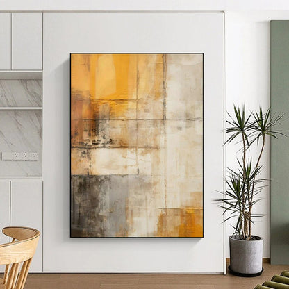 Repeated Yellow - Gray Abstract Art for Urban Art Café & Design - Focused Office DLZ1956