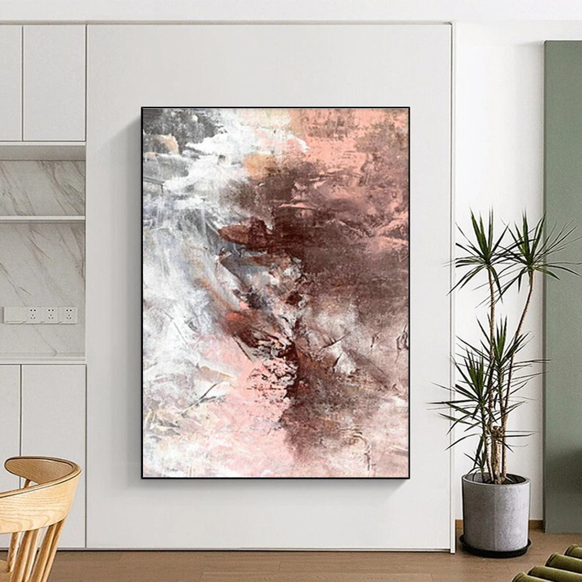 Pink - Brown Abstract Art for Feminine - Themed Boutique Dressing Rooms DLZ0022