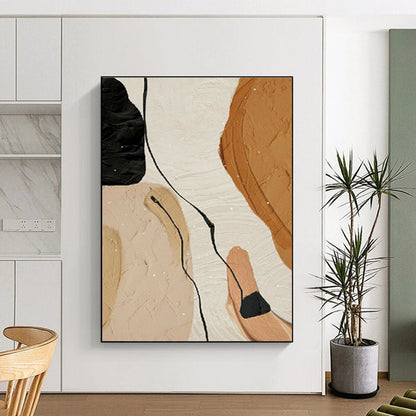 Beige and Black Abstract Shapes Art for Mid - Century Modern Office & Neutral - Toned Gallery DLZ2213