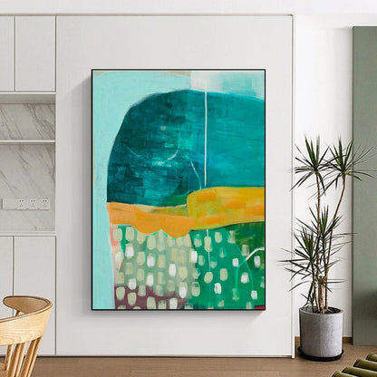 Blue - Green Geometric Art for Coastal Home Dining Rooms DLZ0094