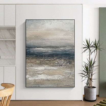Monochrome Sea Abstract for Minimalist Beach House & Art Gallery Corridor STSC833